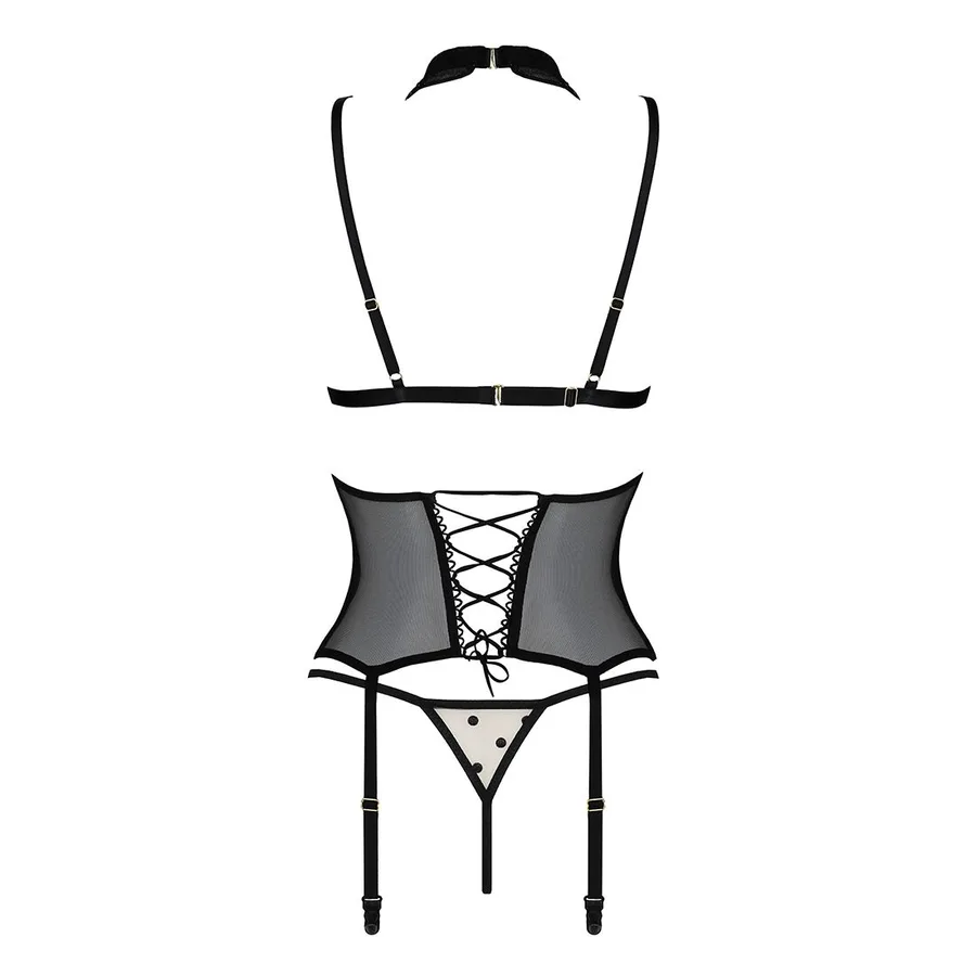 Корсет с открытой грудью Passion DOMINICA CORSET XXL/XXXL beige, пажи для чулок, стринги