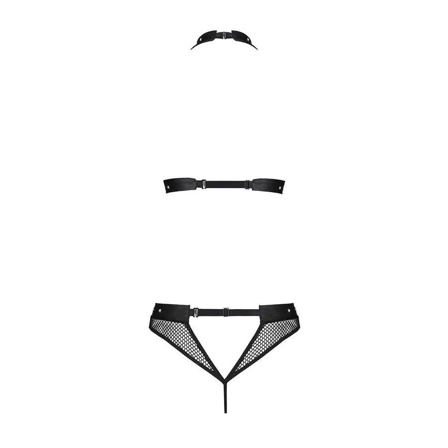 Белье с открытым доступом Passion MOONLIGHT SET S/M black, топ, стринги