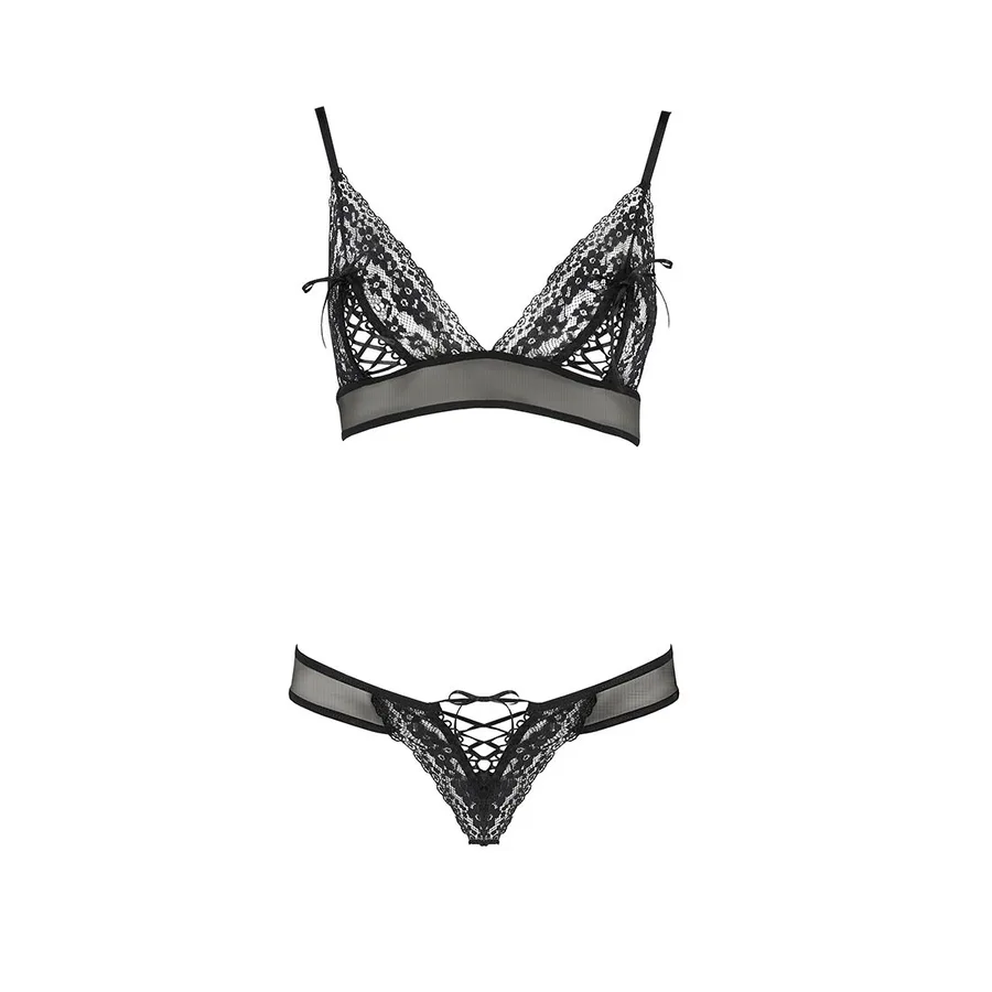 Комплект белья Passion ERZA SET S/M, black, лиф и трусики