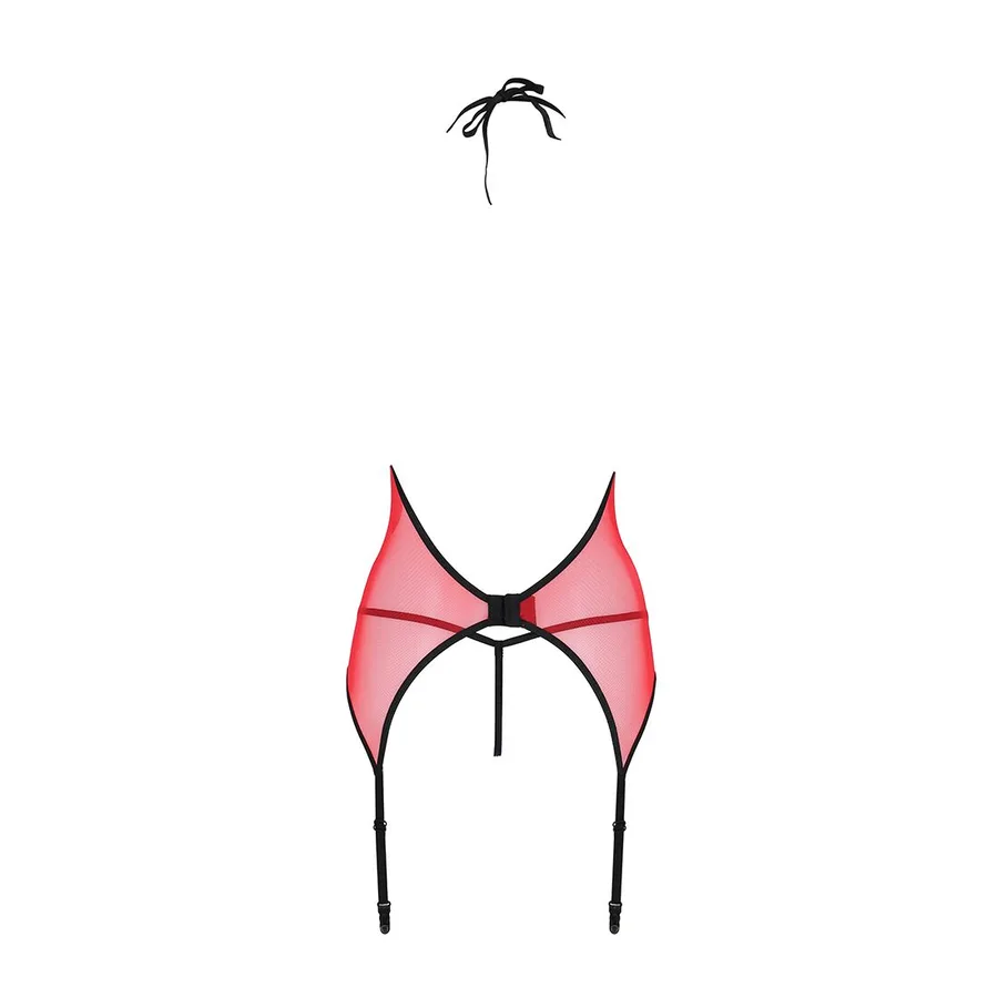 Корсет с пажами для чулок Passion PEONIA CORSET L/XL red, стринги