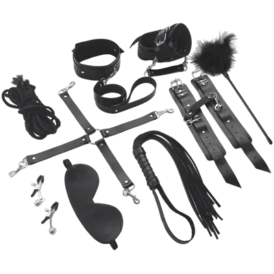 Набір BDSM Art of Sex – Set Leather, 10 предметів, чорний, натуральна шкіра