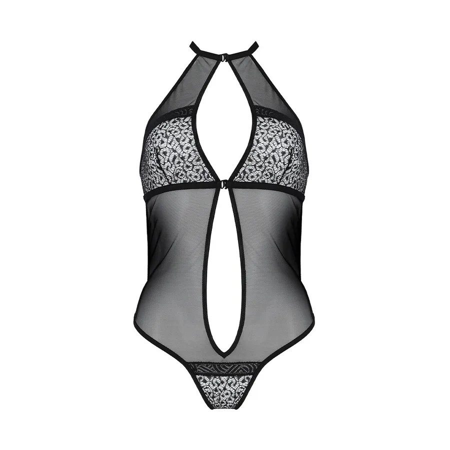 Сетчатое боди с кружевом на груди Passion SATARA BODY S/M black