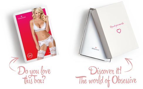 Кружевной комплект белья Obsessive 810-SEG-1 L/XL White, бюстгальтер, стринги, пояс для чулок