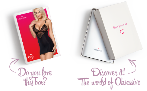 Сатиновый комплект для сна с кружевом Obsessive 828-CHE-1 chemise & thong L/XL, черный, сорочка