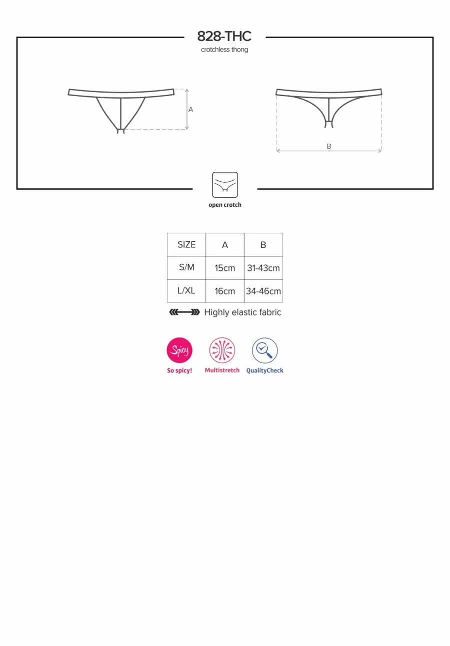 Кружевные танга с доступом Obsessive 828-THC-1 crotchless thong L/XL, черные