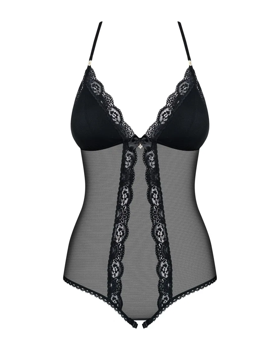 Сетчатое боди с открытыми ягодицами Obsessive 841-TED-1 teddy L/XL, черный