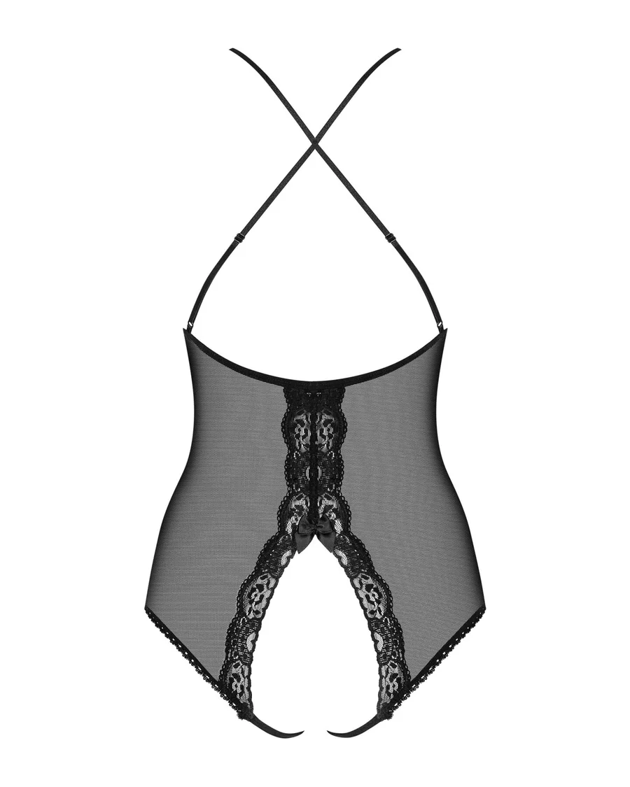 Сетчатое боди с открытыми ягодицами Obsessive 841-TED-1 teddy L/XL, черный