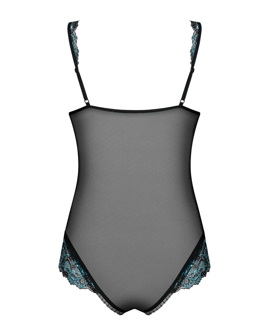 Сетчатое боди на косточках Obsessive Amanta teddy S/M, черное, с доступом