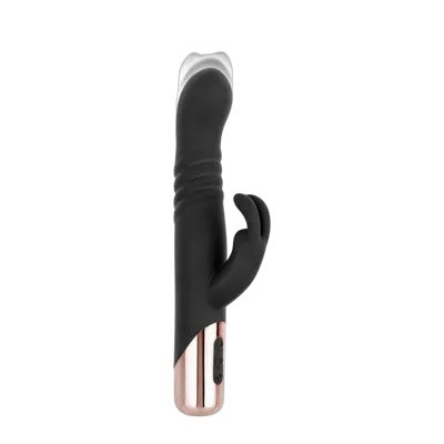 Вібратор-кролик Rosy Gold - Rabbit Vibrator with thrusting function - Black