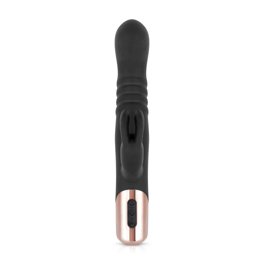 Вібратор-кролик Rosy Gold - Rabbit Vibrator with thrusting function - Black
