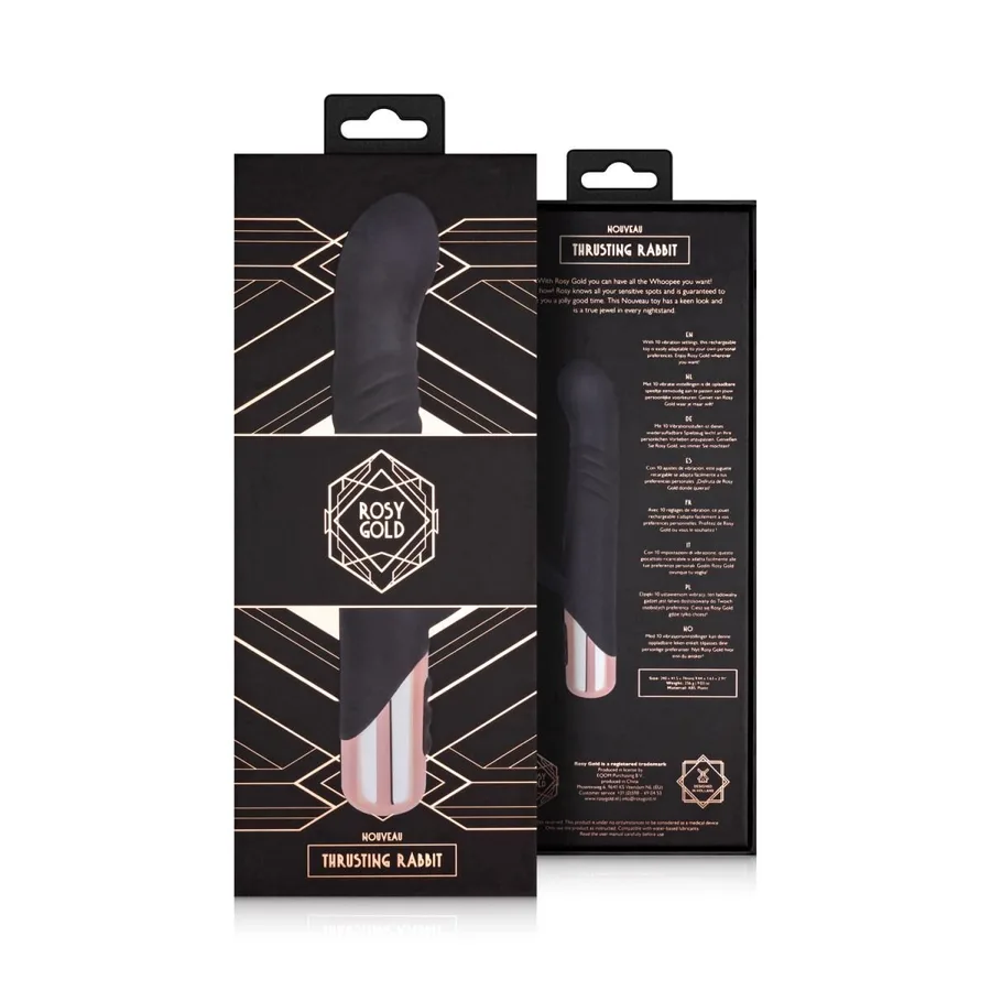 Вібратор-кролик Rosy Gold - Rabbit Vibrator with thrusting function - Black