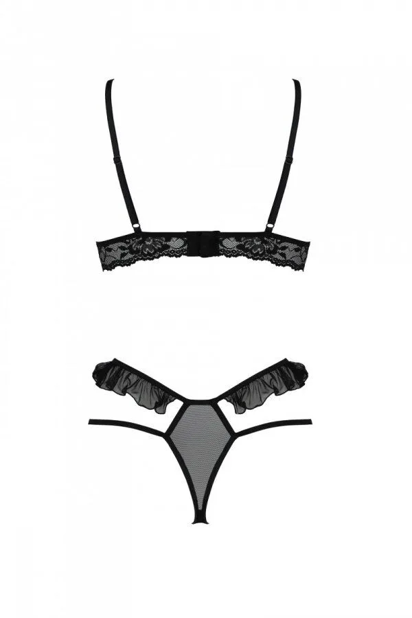 Эротический комплект Passion DOLLY SET, L/XL, black, с открытыми чашками