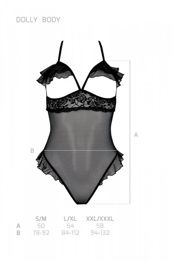 Эротическое боди Passion DOLLY BODY, L/XL, black, с открытыми чашками