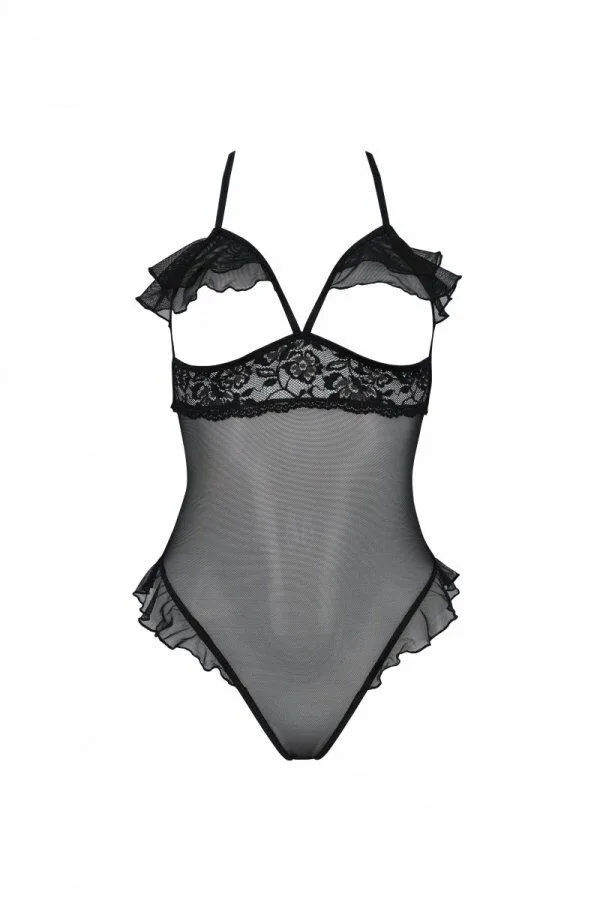 Эротическое боди Passion DOLLY BODY, L/XL, black, с открытыми чашками
