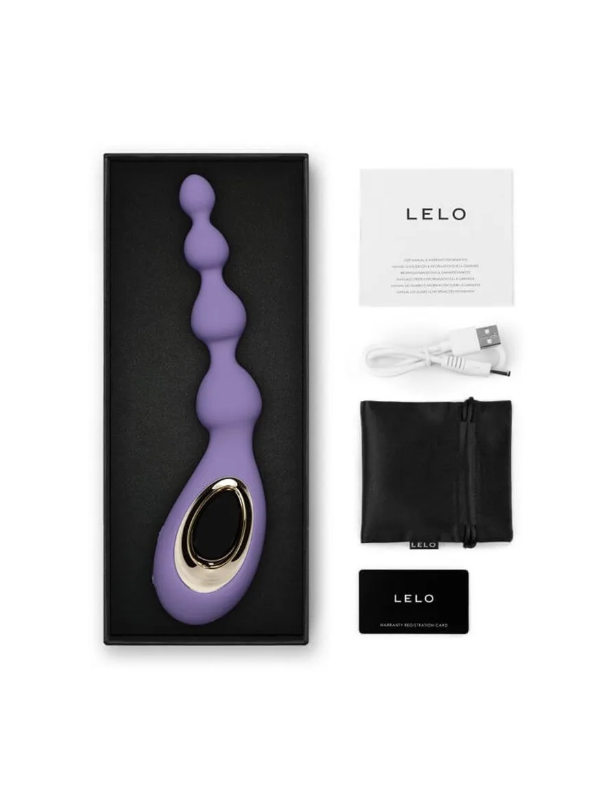 Анальные бусы с вибрацией LELO Soraya Beads Violet Dusk, разный диаметр бусин, 8 режимов