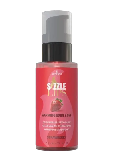 Согревающий массажный гель Sensuva Sizzle Lips Strawberry (59 мл), без сахара, съедобный