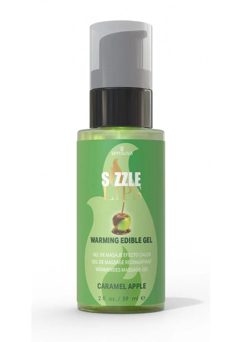 Согревающий массажный гель Sensuva Sizzle Lips Caramel Apple (59 мл), без сахара, съедобный