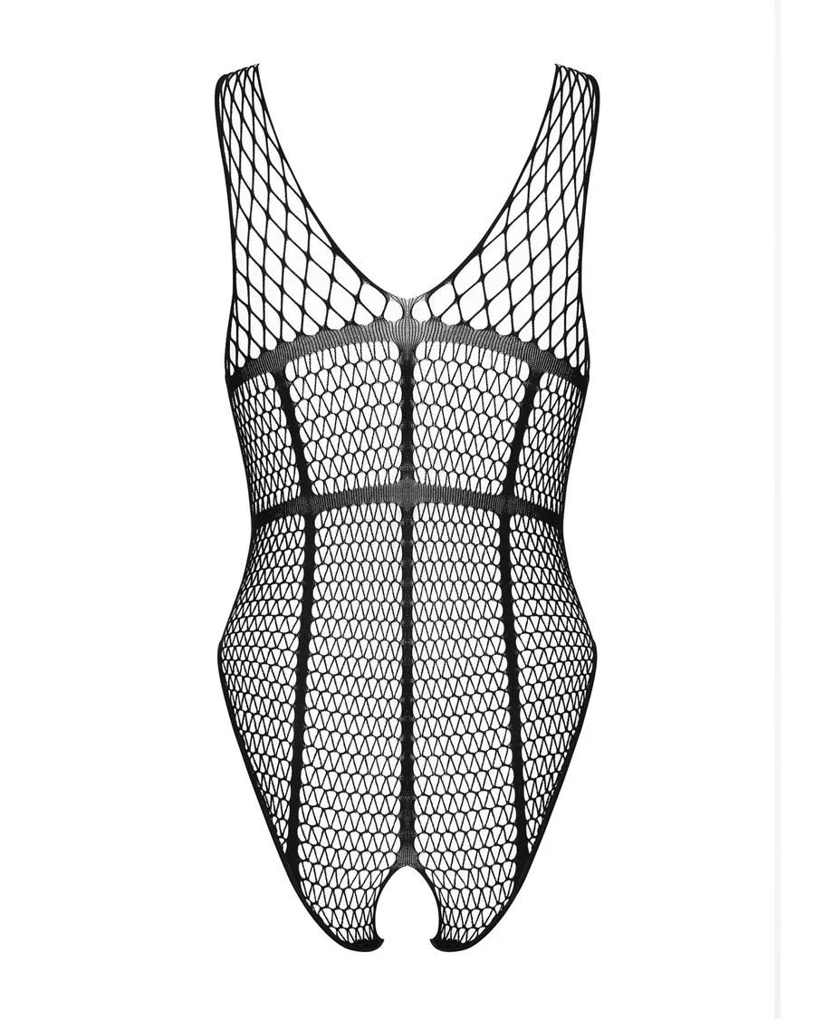 Бодистокинг из крупной сетки с доступом Obsessive B117 teddy S/M/L, черный