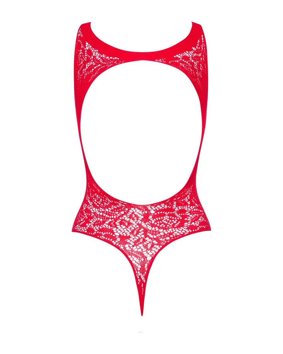 Ажурный бодистокинг с эффектом шнуровки Obsessive B120 teddy red S/M/L, красный