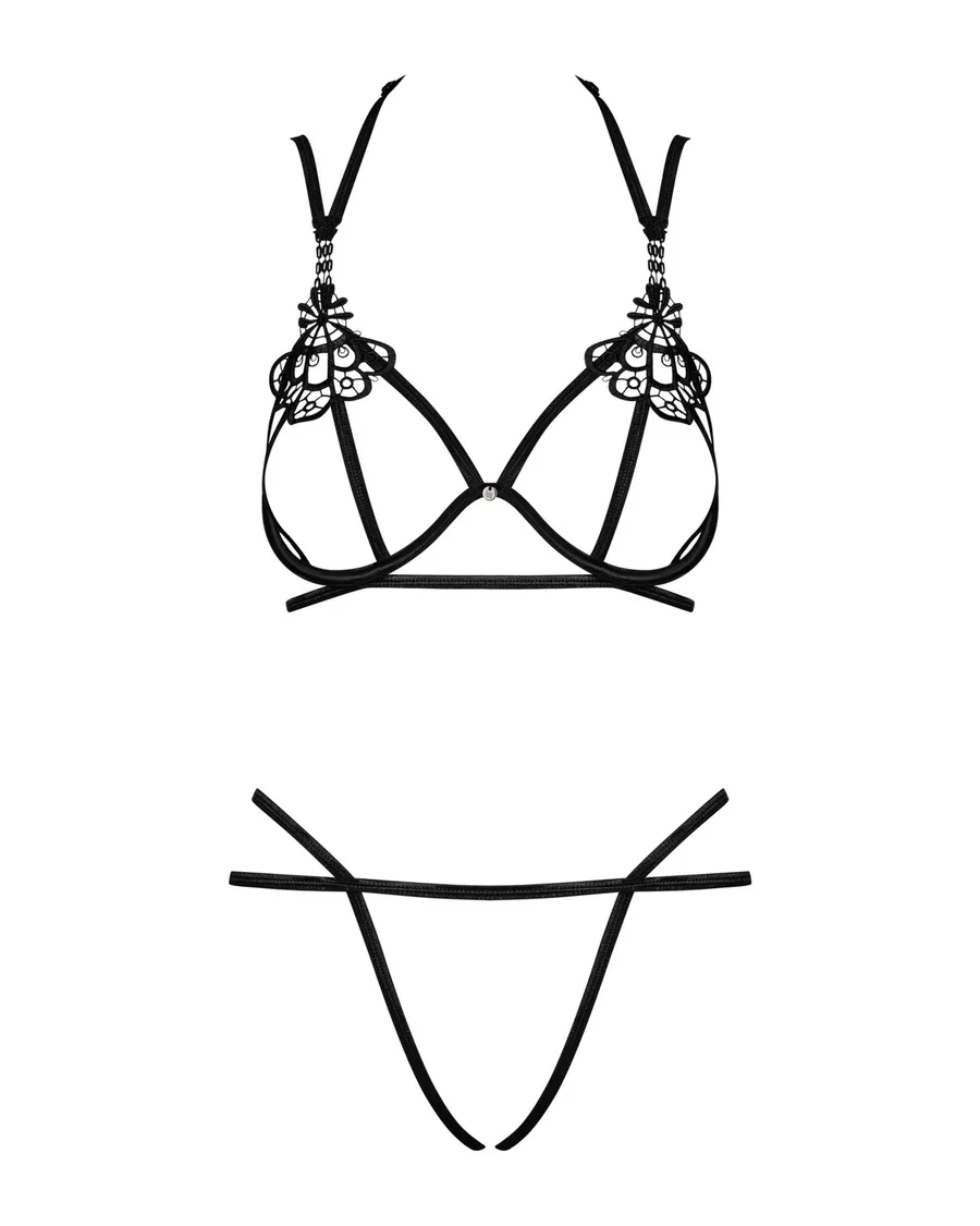 Эротический комплект из стреп Obsessive Badossa 2-pcs set L/XL, черный, с доступом