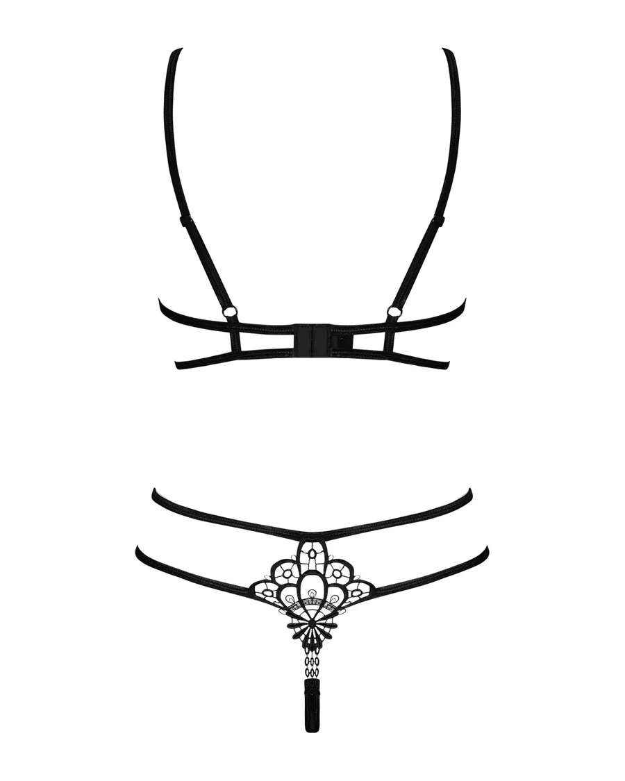 Эротический комплект из стреп Obsessive Badossa 2-pcs set L/XL, черный, с доступом