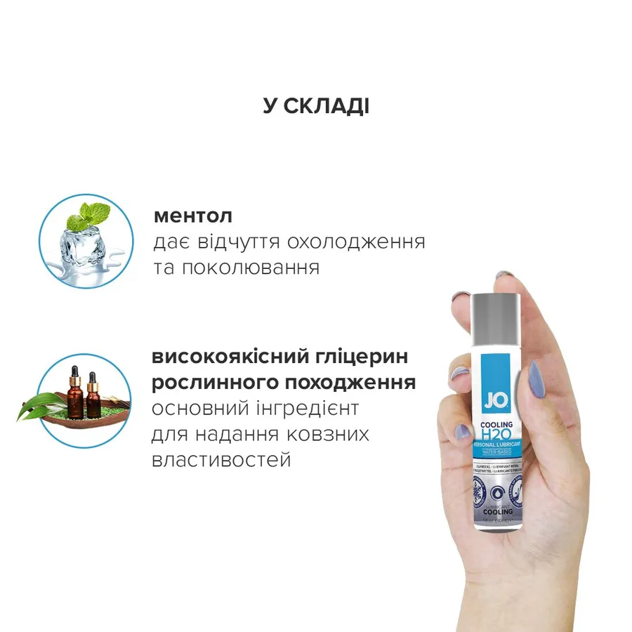 Охлаждающая смазка на водной основе JO H2O COOLING (60 мл) с ментолом, растительный глицерин