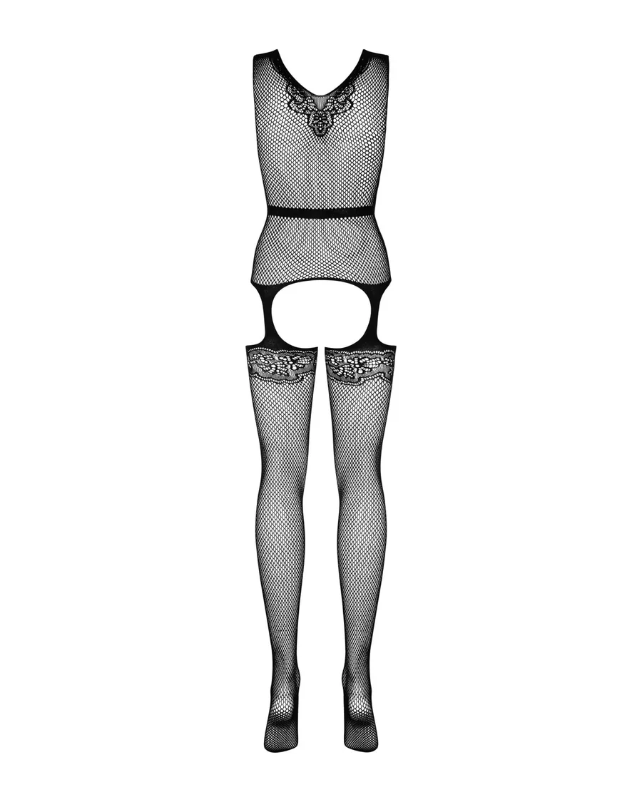 Бодистокинг Obsessive Bodystocking F217 S/M/L, элегантный силуэтный рисунок, имитация чулок