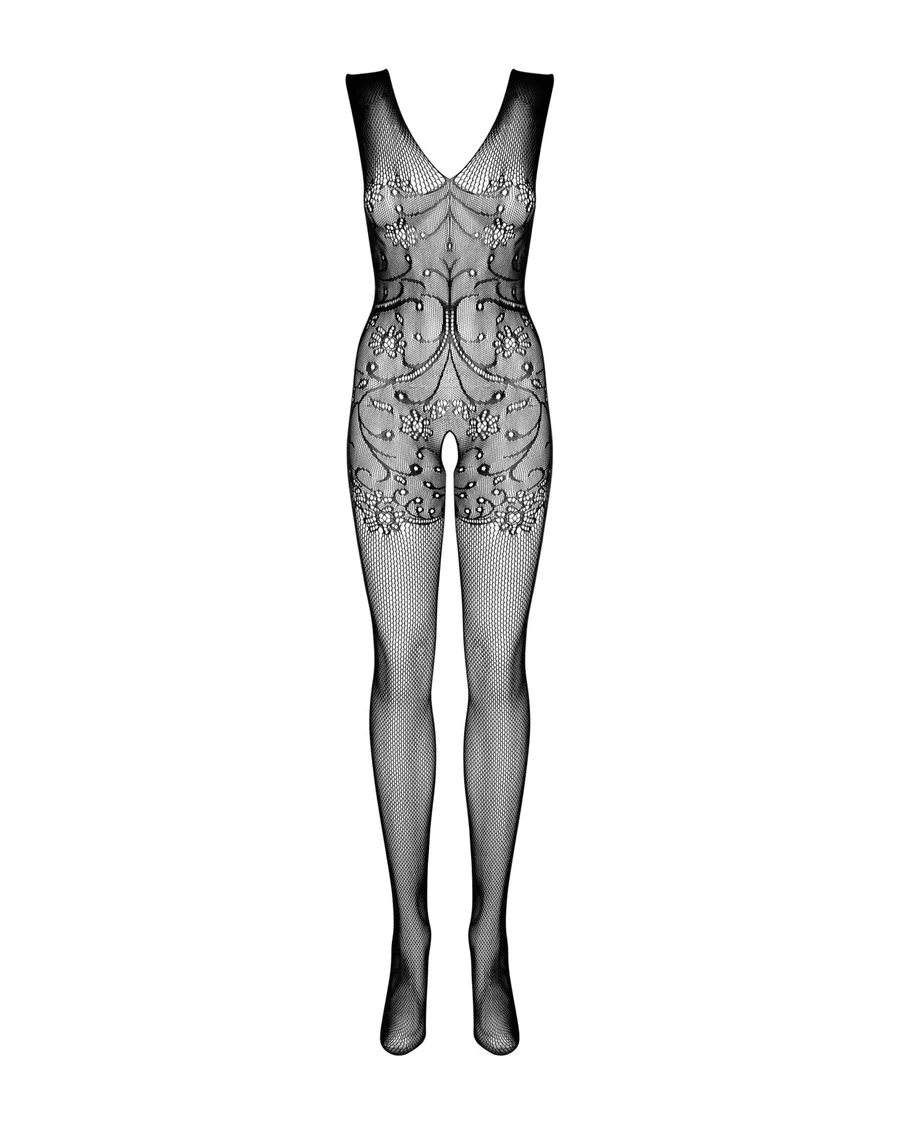 Бодистокинг Obsessive Bodystocking F234 S/M/L, абстрактный рисунок, глубокое декольте