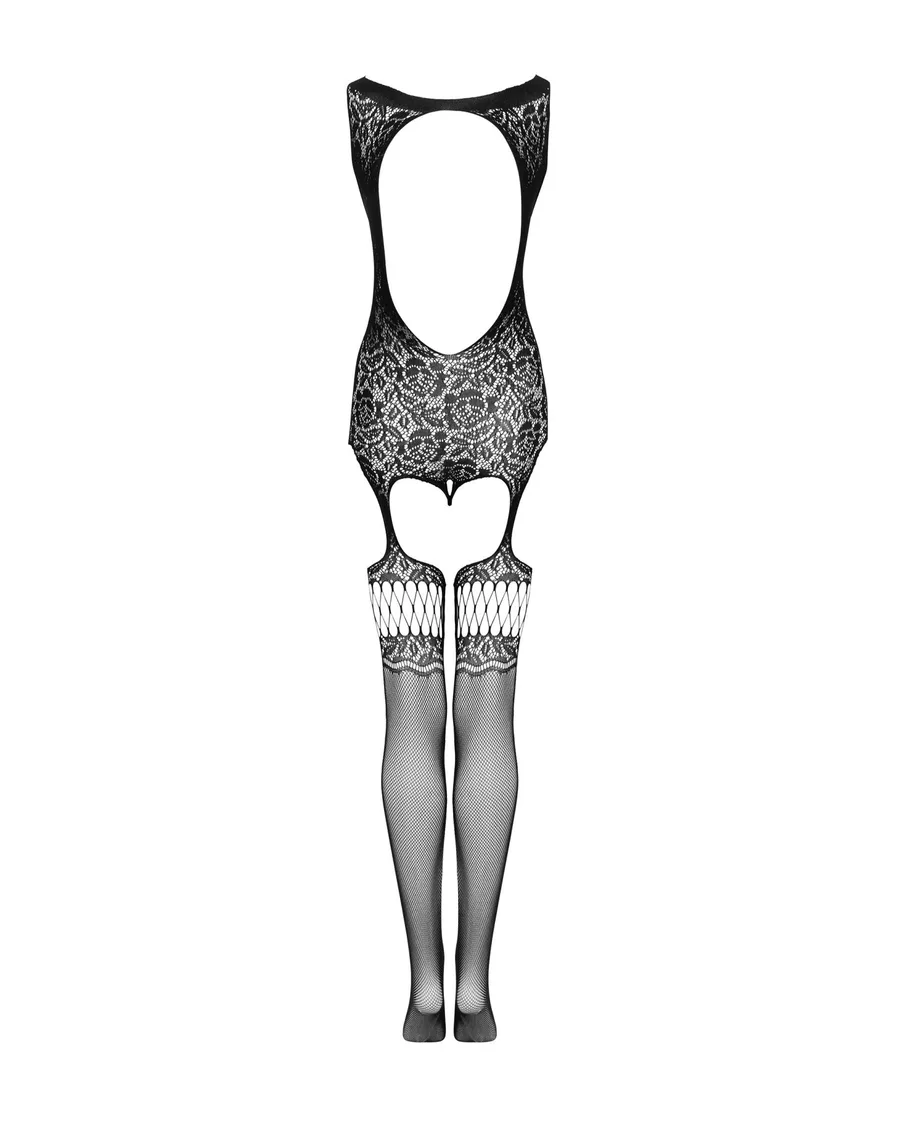 Бодистокинг Obsessive Bodystocking F236 S/Ml/L, глубокое декольте, имитация шнуровки