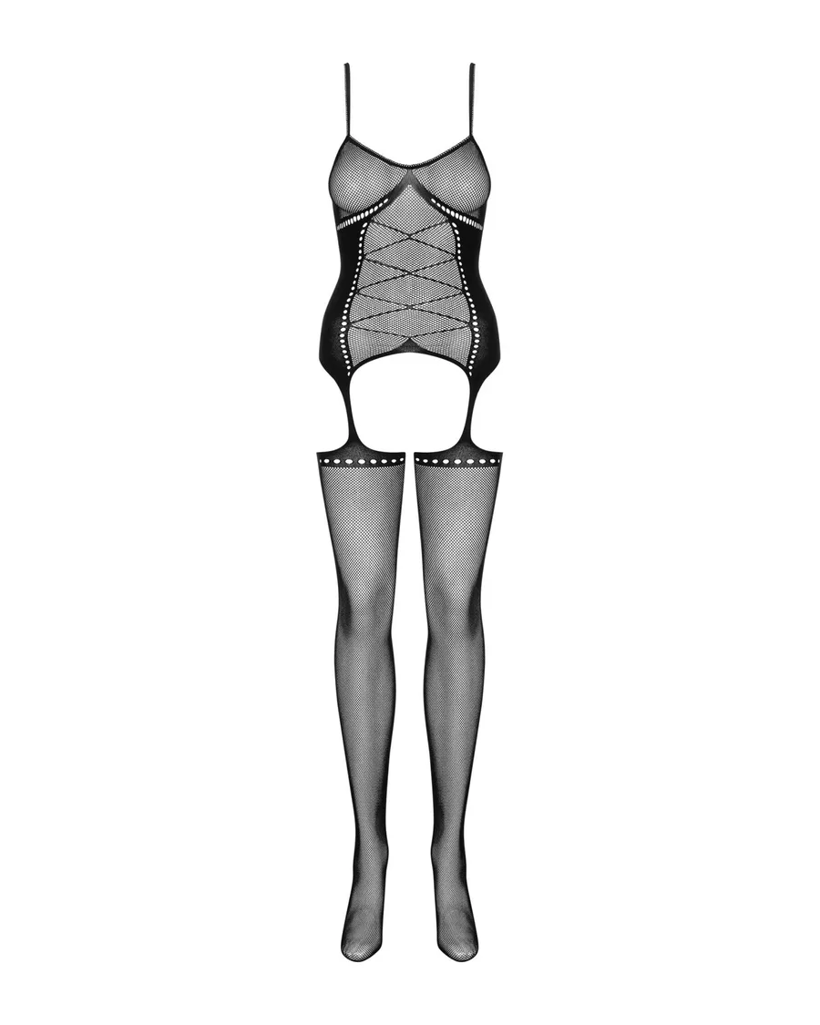 Бодистокинг Obsessive Bodystocking G314 S/M/L, имитация корсета и корсетной шнуровки