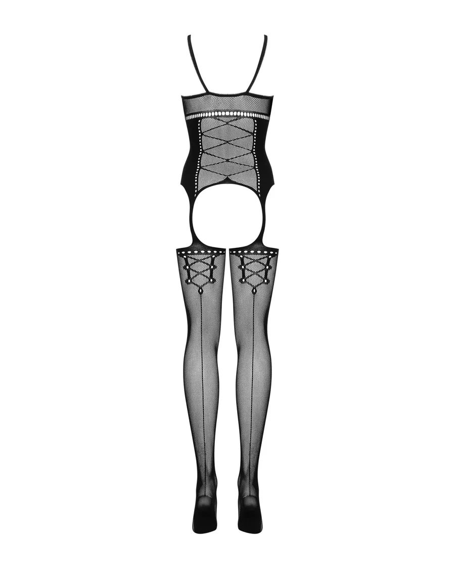 Бодистокинг Obsessive Bodystocking G314 S/M/L, имитация корсета и корсетной шнуровки