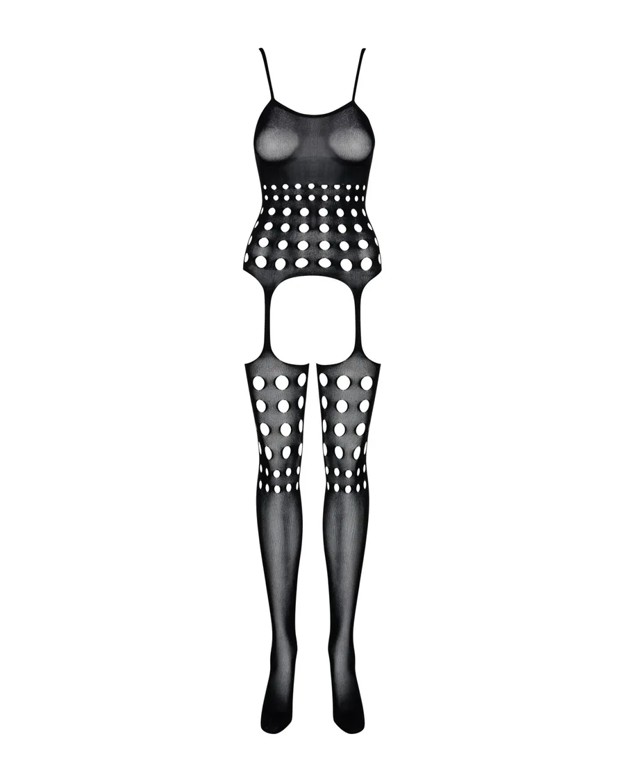 Бодистокинг Obsessive Bodystocking G310 S/M/L, топ, чулки, подвязках, круглые вырезы