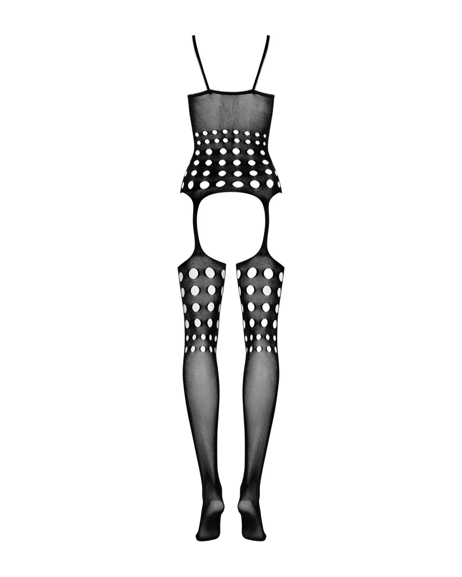 Бодистокинг Obsessive Bodystocking G310 S/M/L, топ, чулки, подвязках, круглые вырезы