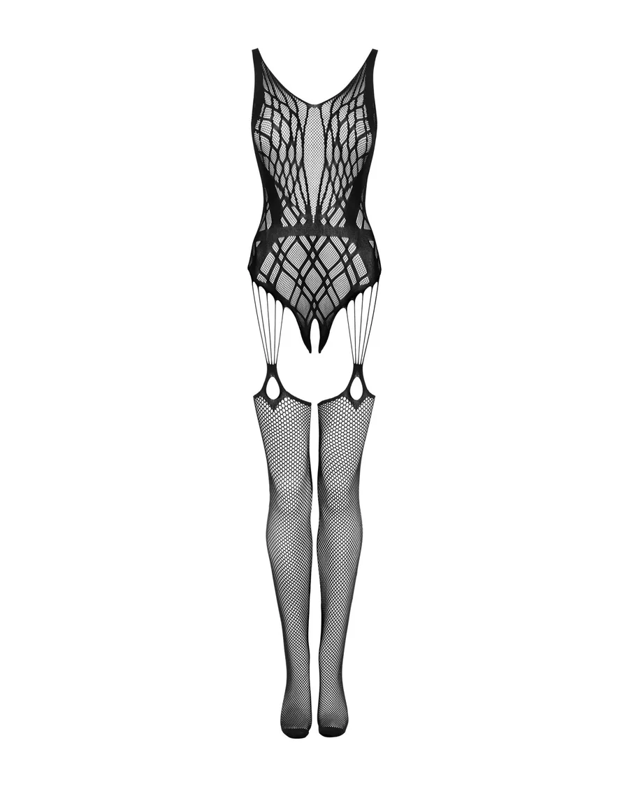 Бодистокинг Obsessive Bodystocking G324 S/M/L black, силуэтный рисунок