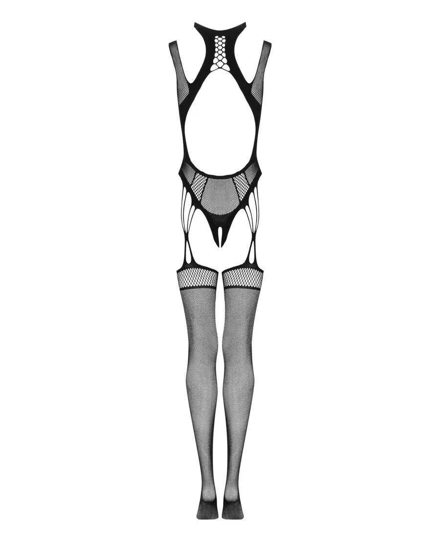 Ажурный бодистокинг с отверстиями Obsessive Bodystocking G327 black S/M/L, комбинезон, с доступом