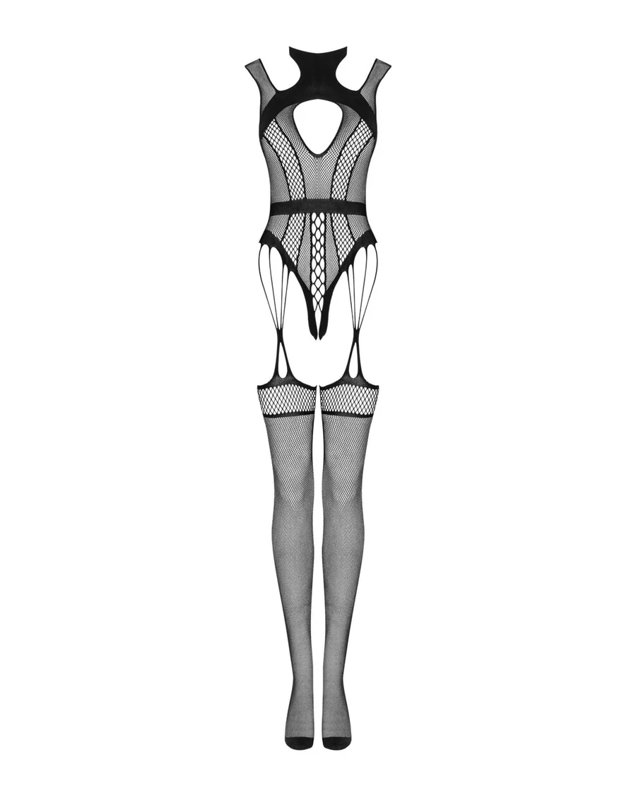 Ажурный бодистокинг с отверстиями Obsessive Bodystocking G327 black S/M/L, комбинезон, с доступом