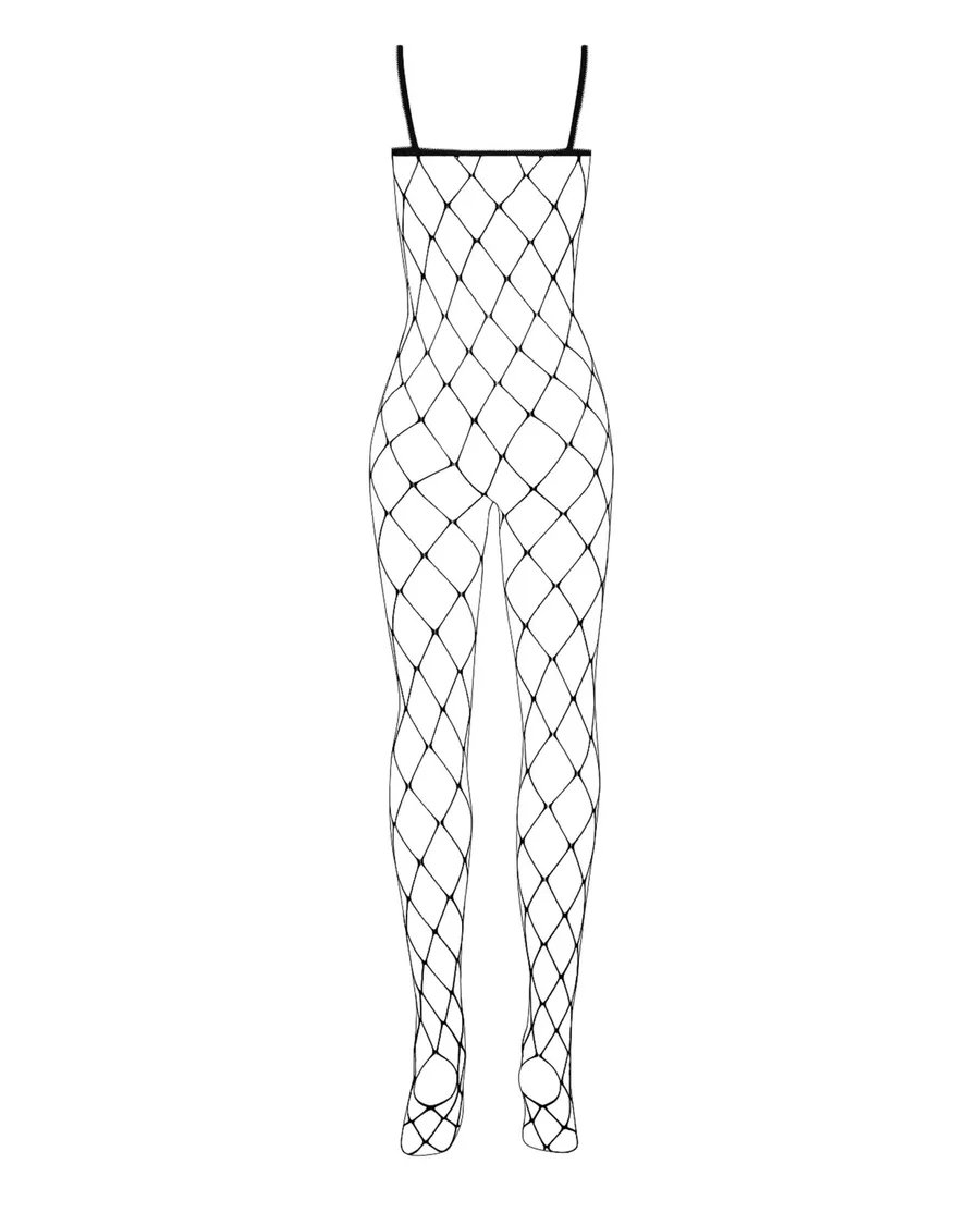 Бодистокинг с крупной ячейкой и открытой грудью Obsessive Bodystocking N102 S/M/L, черный