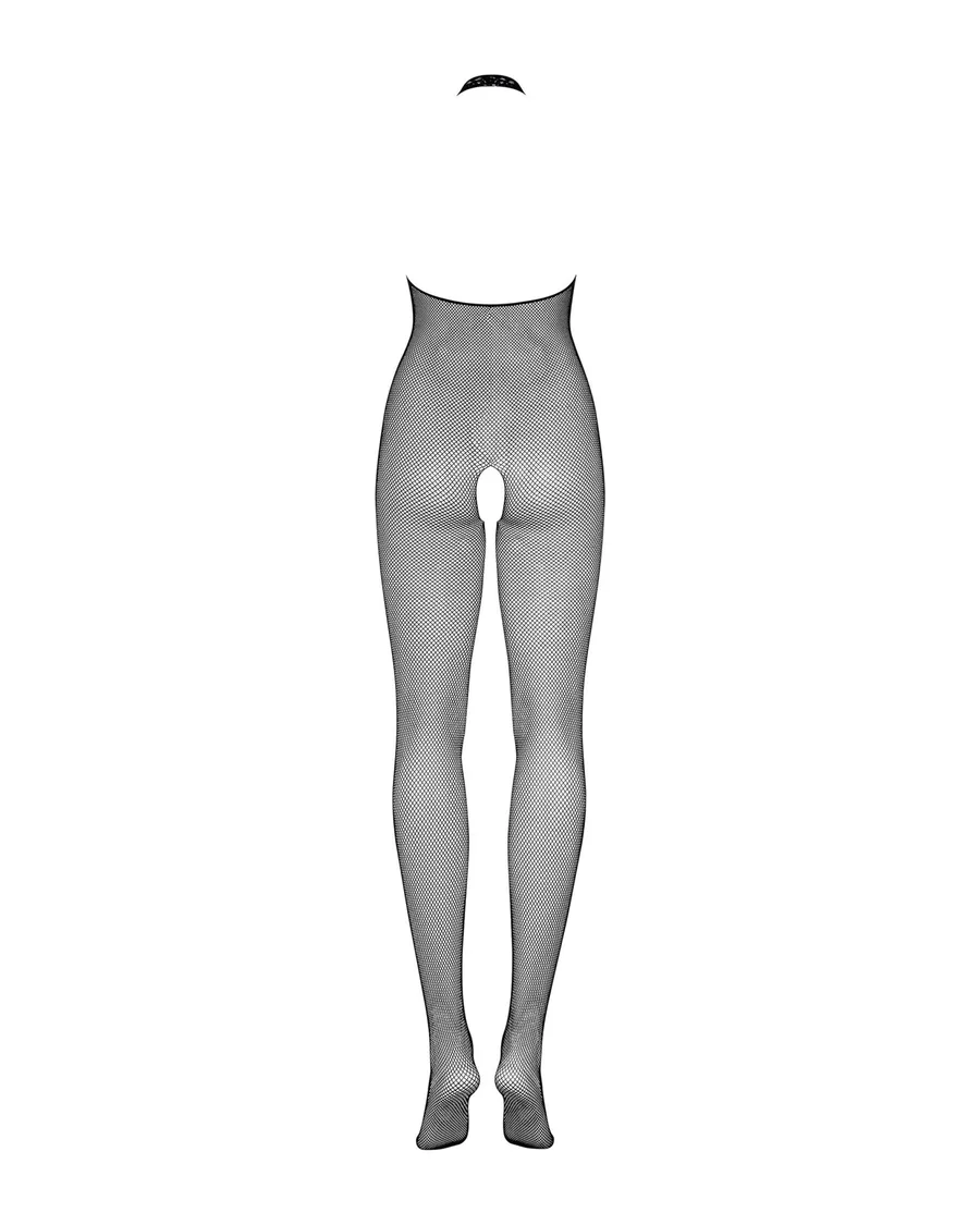 Бодистокинг из мелкой сетки с открытой грудью и доступом Obsessive Bodystocking N101 S/M/L