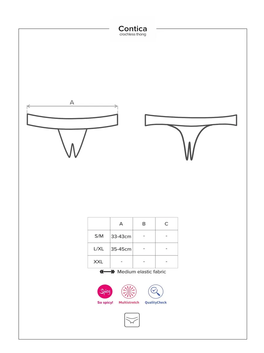 Кружевные танга с доступом Obsessive Contica crothchles thong L/XL, черные