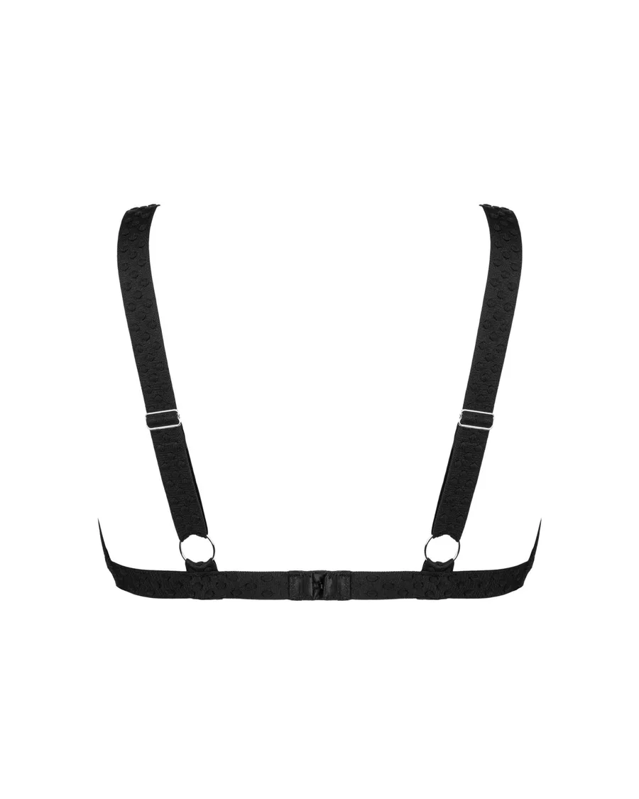 Кружевной бюстгальтер с треугольной чашкой Obsessive Estiqua bra M/L, черный, широкие лямки