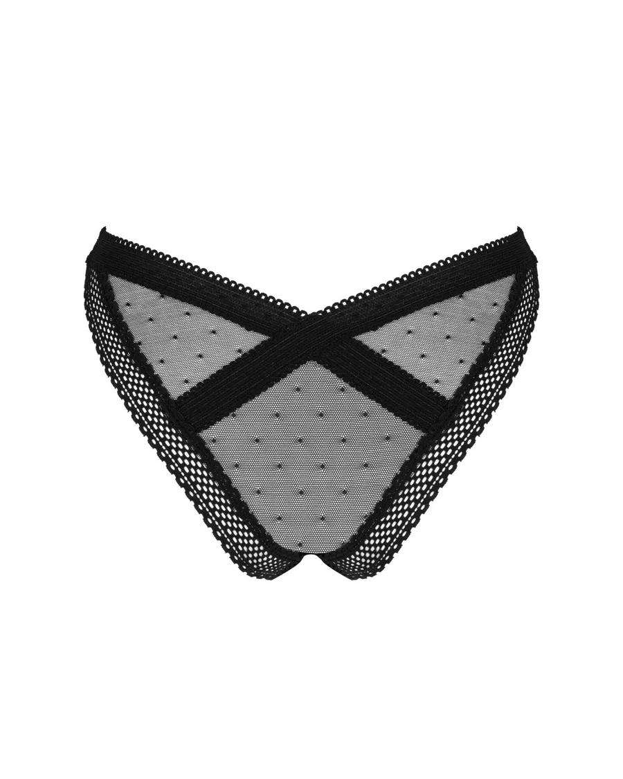 Кружевные трусики с заниженной талией Obsessive Estiqua panties M/L, черные