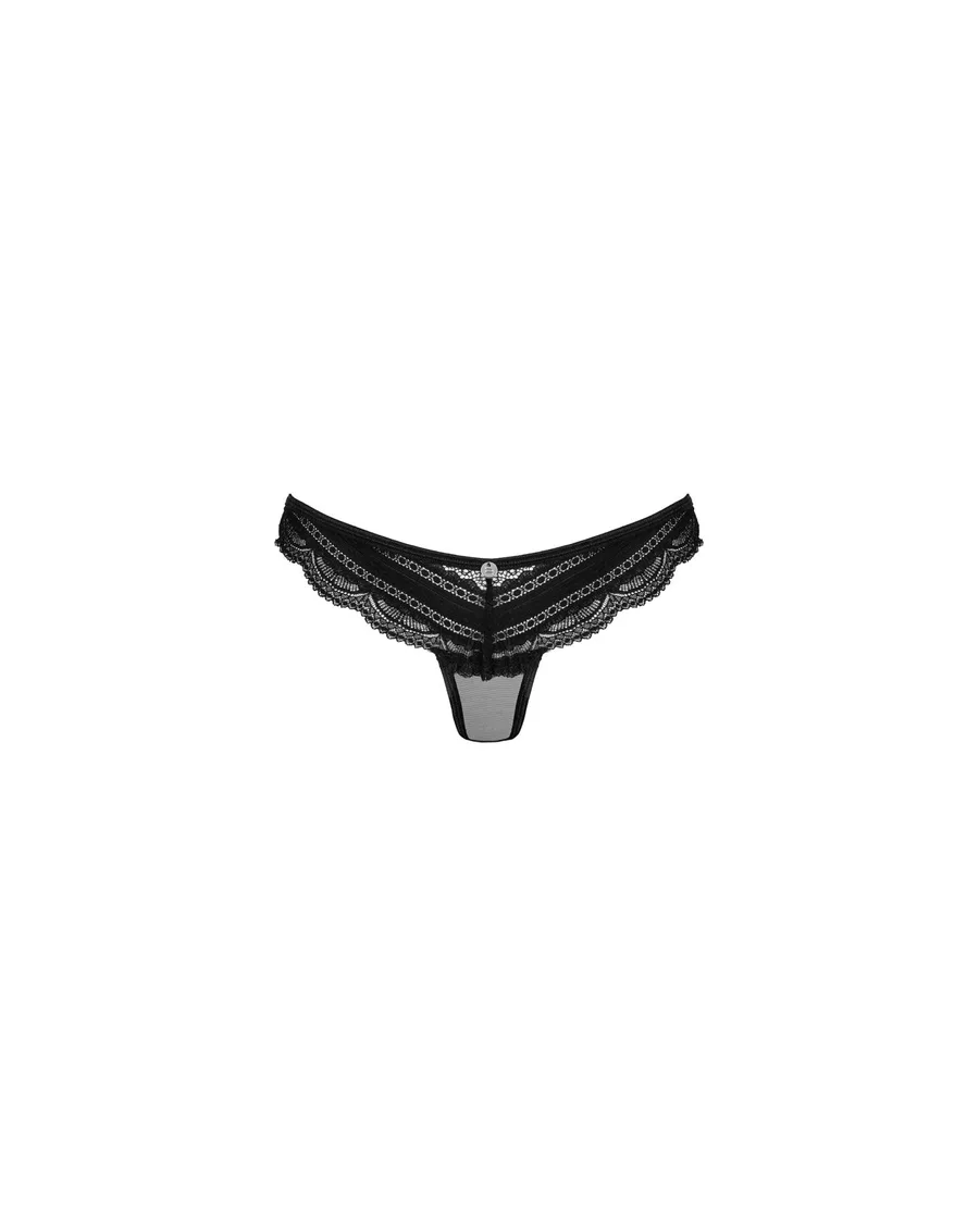 Напівпрозорі трусики з підвіскою Obsessive Ivannes panties black 2XL/3XL, чорні