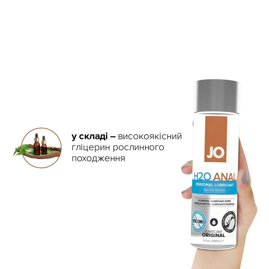 Анальная смазка JO ANAL H2O — ORIGINAL (240 мл) на водной основе, растительный глицерин