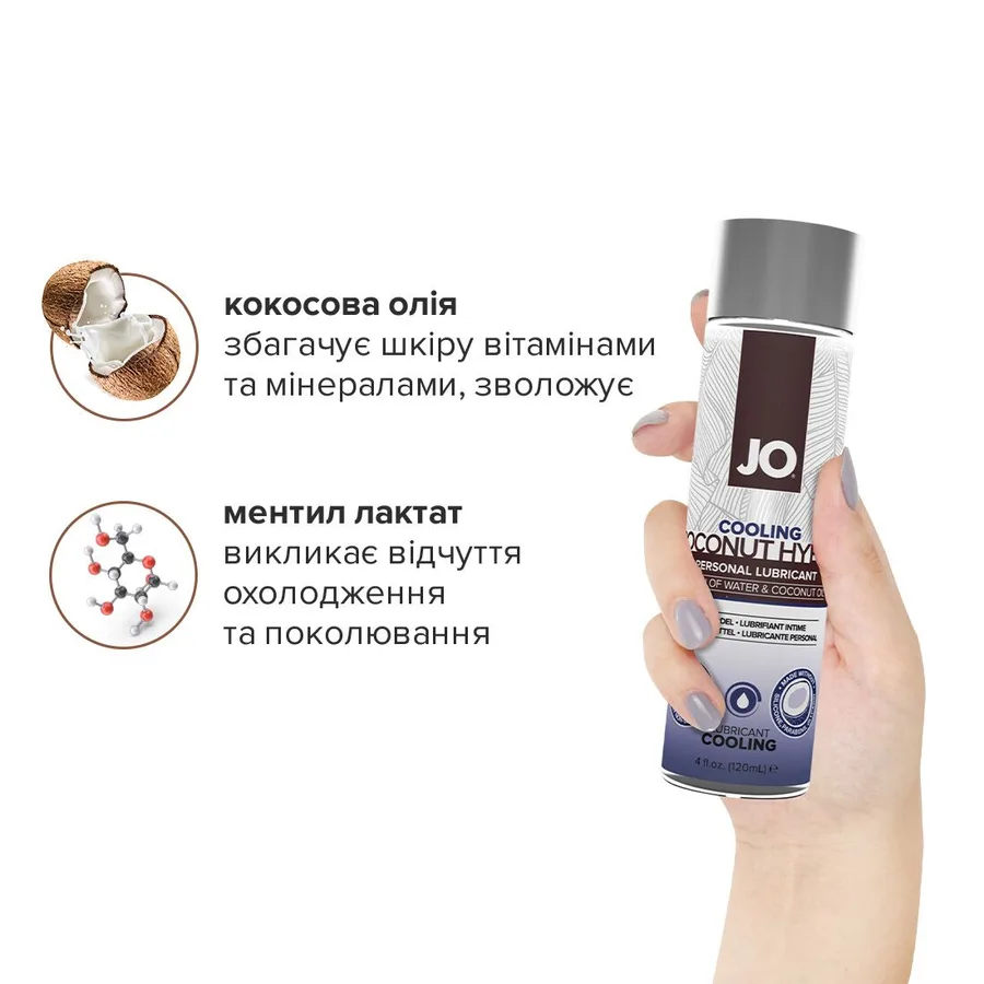 Охолоджувальна змазка-крем з кокосовою олією JO Coconut Hybrid COOLING (120 мл) біла