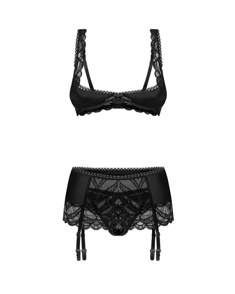 Комплект Obsessive Lecille 3-pcs crotchless set 2XL/3XL