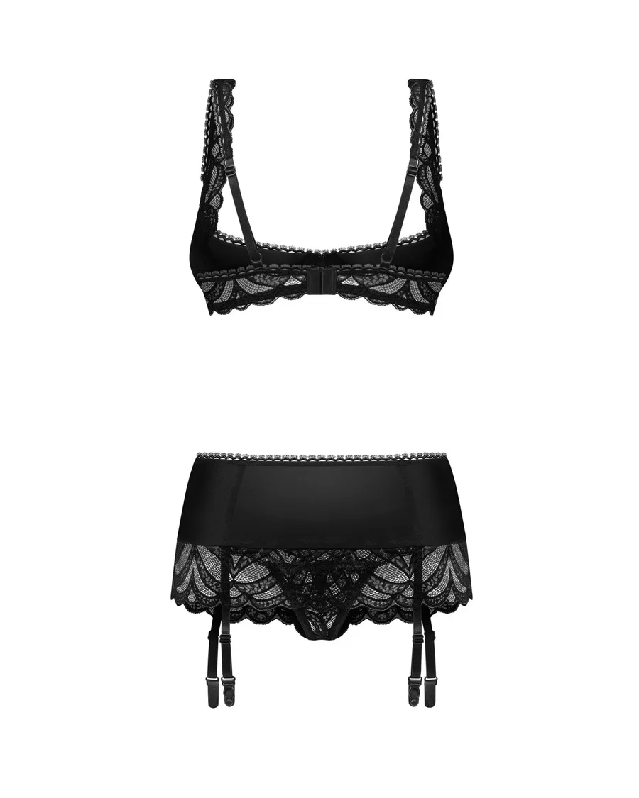 Комплект Obsessive Lecille 3-pcs crotchless set 2XL/3XL