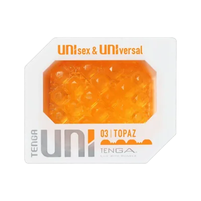 Унісекс-стимулятор Tenga UNI Topaz, помаранчевий, рельєф у вигляді горбків, лубрикант у комплекті