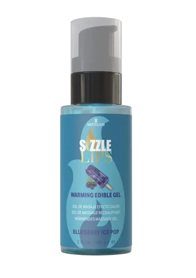 Согревающий массажный гель Sensuva Sizzle Lips Blueberry Ice Pop (59 мл), без сахара, съедобный