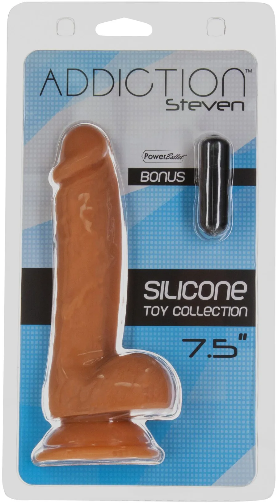 Фаллоимитатор ADDICTION Steven 7.5" Silicone Dong Caramel, вибропуля в подарок