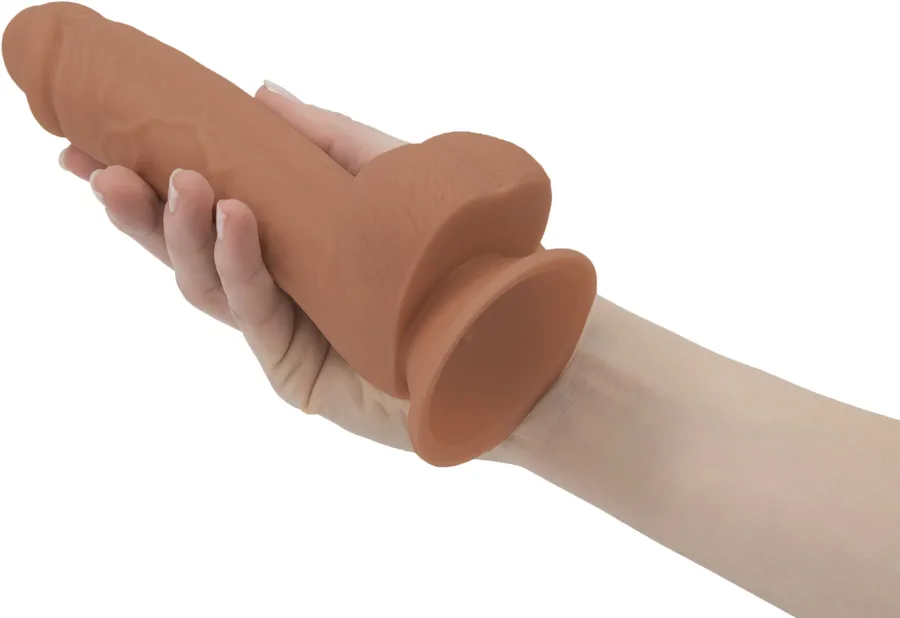 Фаллоимитатор ADDICTION Steven 7.5" Silicone Dong Caramel, вибропуля в подарок